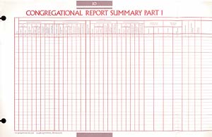 Congregational Report Summary Congregational Record