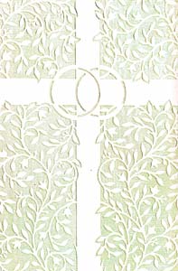 White & Ivory Cross and Rings: Wedding Bulletin: Quantity per package: 100