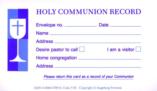 Communion Record Card, 100/pkg