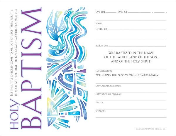 Community Child's Baptism Certificate