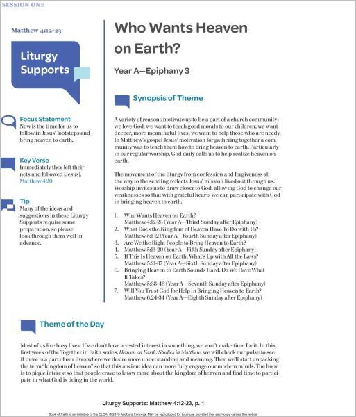 Heaven on Earth Liturgy and Preaching Supports: Studies in Matthew