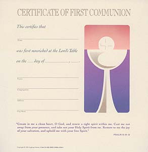 Celebration Certificate of First Communion: Quantity per package: 12