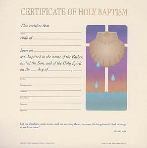 Celebration Certificate of Baptism: (Child) Quantity per package: 12