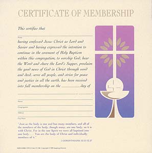 Celebration Certificate of Membership: Quantity per package: 12