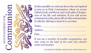 Announcement for Communion (Registration Card with Belief Statement), 100/pkg