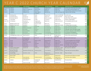 Church Year Calendar, Year C 2022: Downloadable