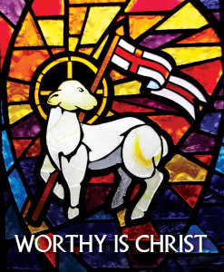 Lamb Stained Glass Bulletin, Large Size: Quantity per package: 100