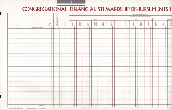 Congregational Financial Stewardship Disbursements 1: Congregational Record