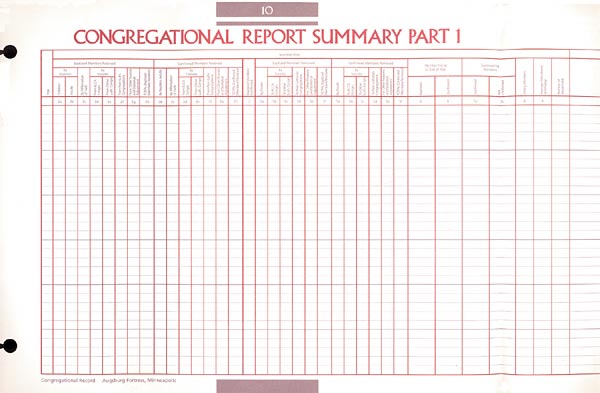 Congregational Report Summary Congregational Record