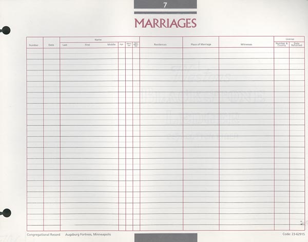 Marriage Congregational Record
