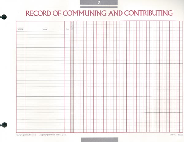 Record of Communing and Contributing Congregational Record