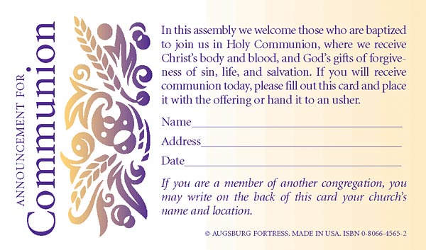 Announcement for Communion (Registration Card with Belief Statement), 100/pkg