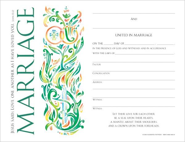 Community Marriage Certificate: Quantity per package: 12