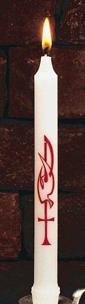 Holy Spirit and Cross Baptismal Candle