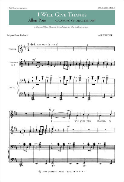 A Song of Thanksgiving (SATB ) by Allen Pote