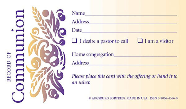 Record of Communion (Communion Registration Card), 100/pkg