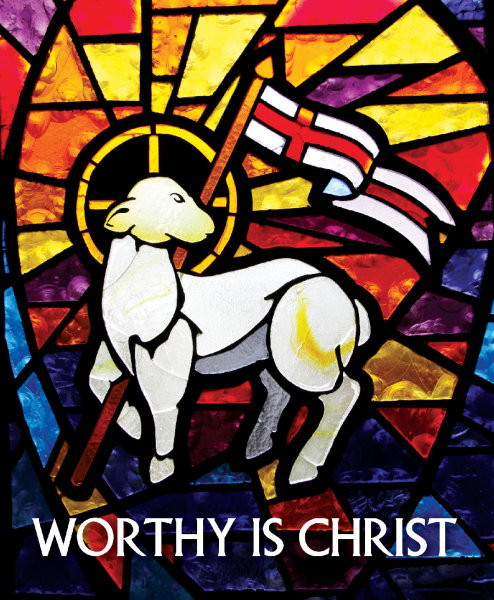 Lamb Stained Glass Bulletin, Large Size: Quantity per package: 100
