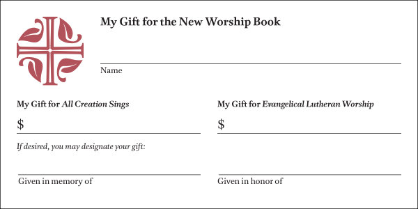 Evangelical Lutheran Worship and All Creation Sings Offering Envelope
