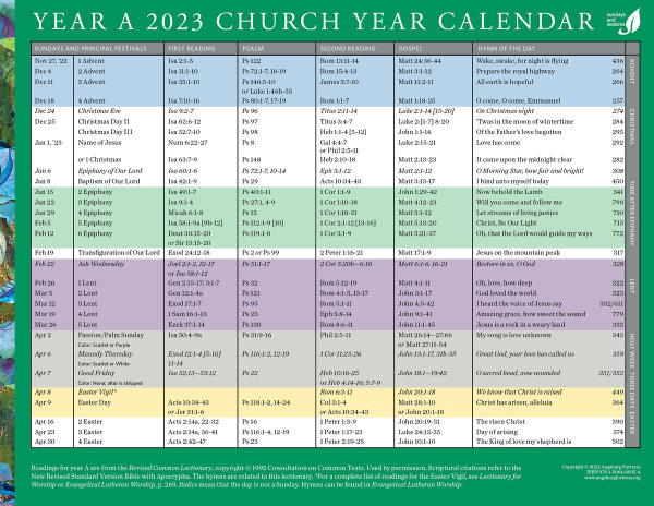 Church Year Calendar, Year A 2023: Downloadable | Augsburg Fortress