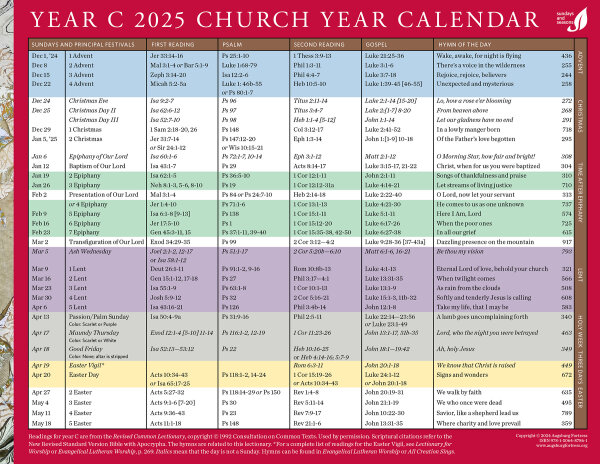 Church Year Calendar, Year C 2025: Downloadable | Augsburg Fortress