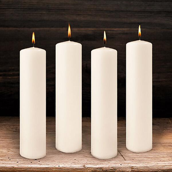 Advent Pillar Candles (Stearine): 4 White / 3 x 12