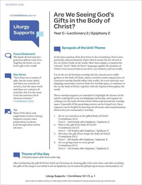 Being The Body of Christ Liturgy and Preaching Supports: Studies in 1 Corinthians