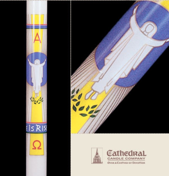 He Is Risen Paschal Candle, Plain End
